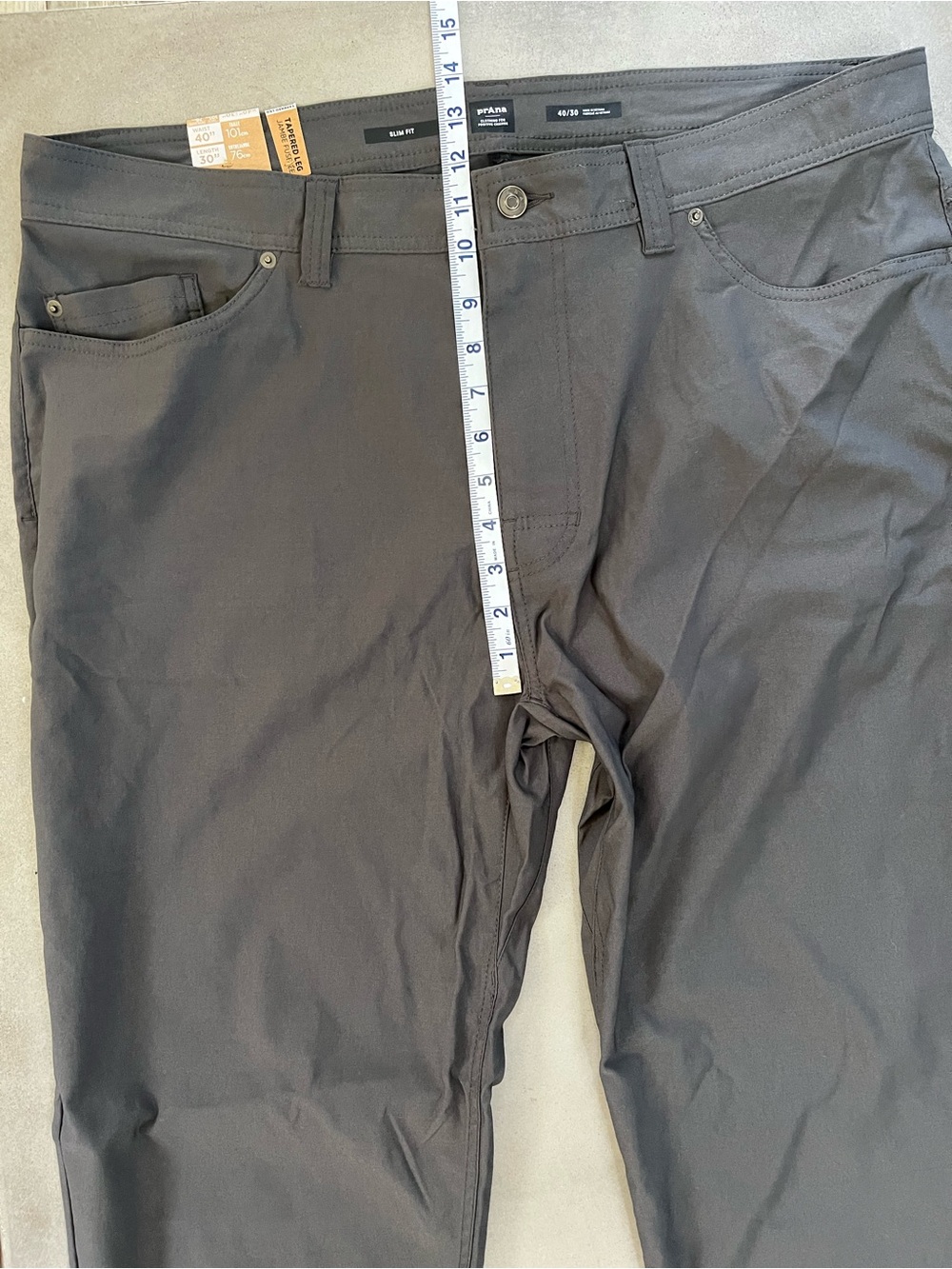 prAna Brion Slim Pant II Men's 40x30 Dark Iron Grey ReZion Stretch Hiking NWT - Picture 8 of 9